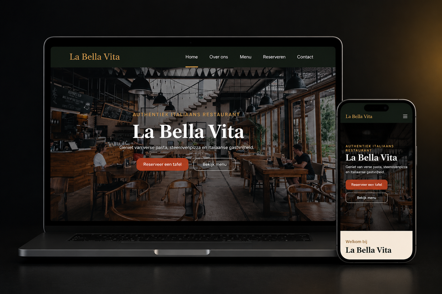 Website ontwerp voor La Bella Vita restaurant