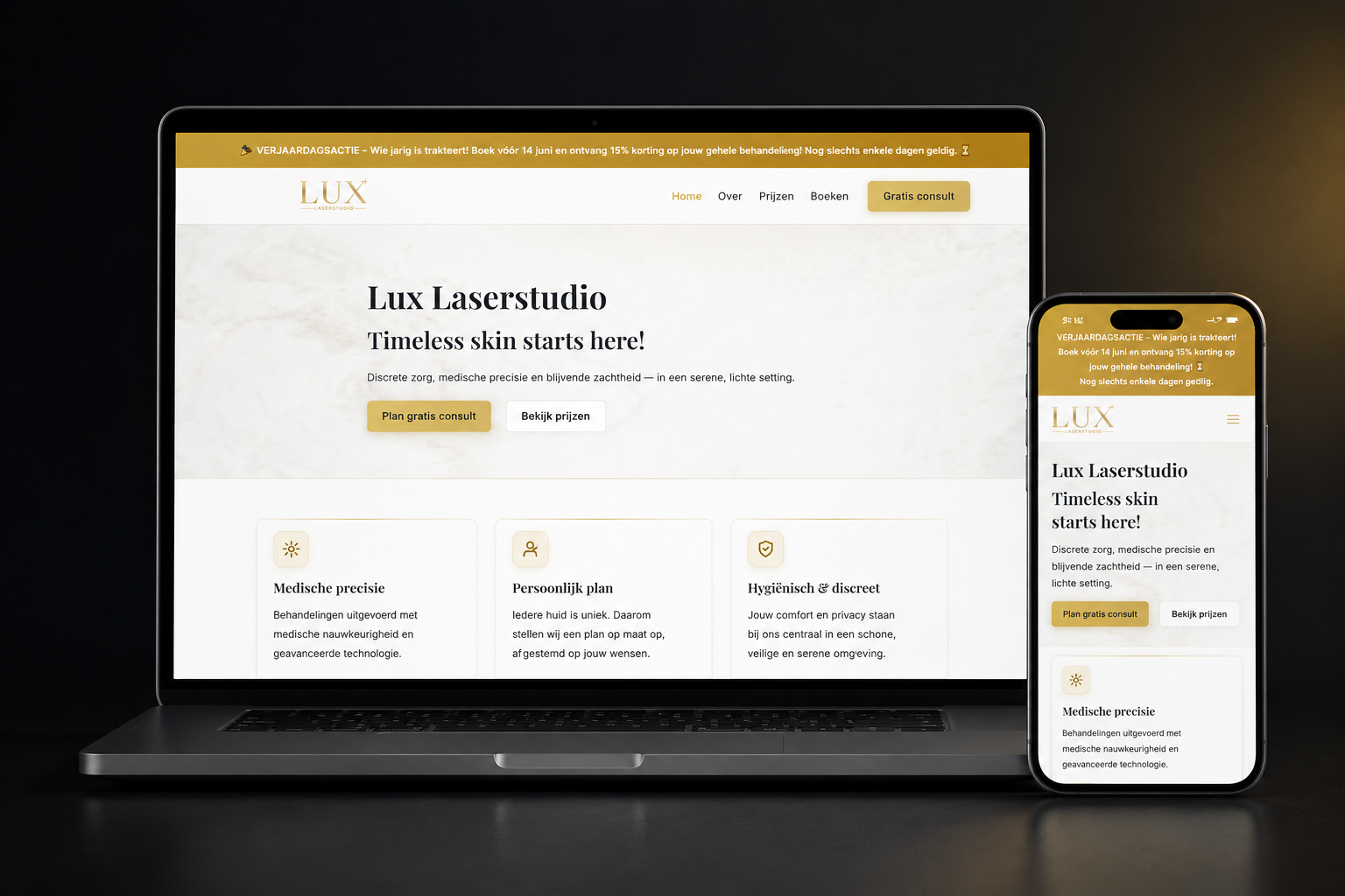 Website ontwerp voor Lux Laserstudio